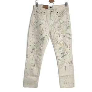 Polo Ralph Lauren Avery Boyfriend White Paint Splatter Jeans